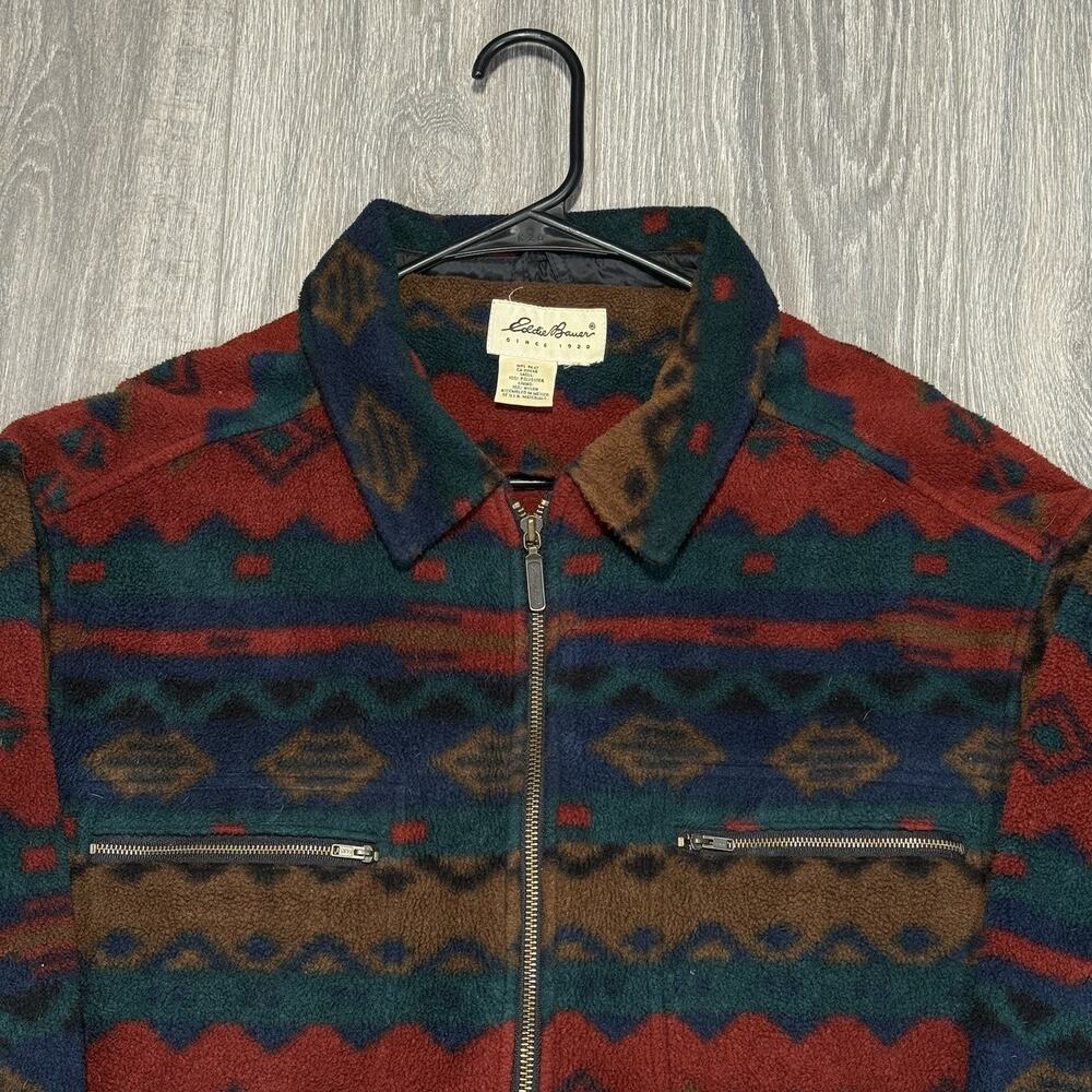 Vintage Eddie Bauer Fleece Jacket Full Zip Aztec Southwest Full Zip Men's XL - Picture 4 of 10